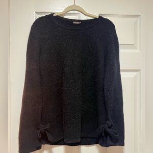 J. McLaughlin Alpaca Wool Blend Sweater Top Ribbon Tie Cuff Black Women’s large